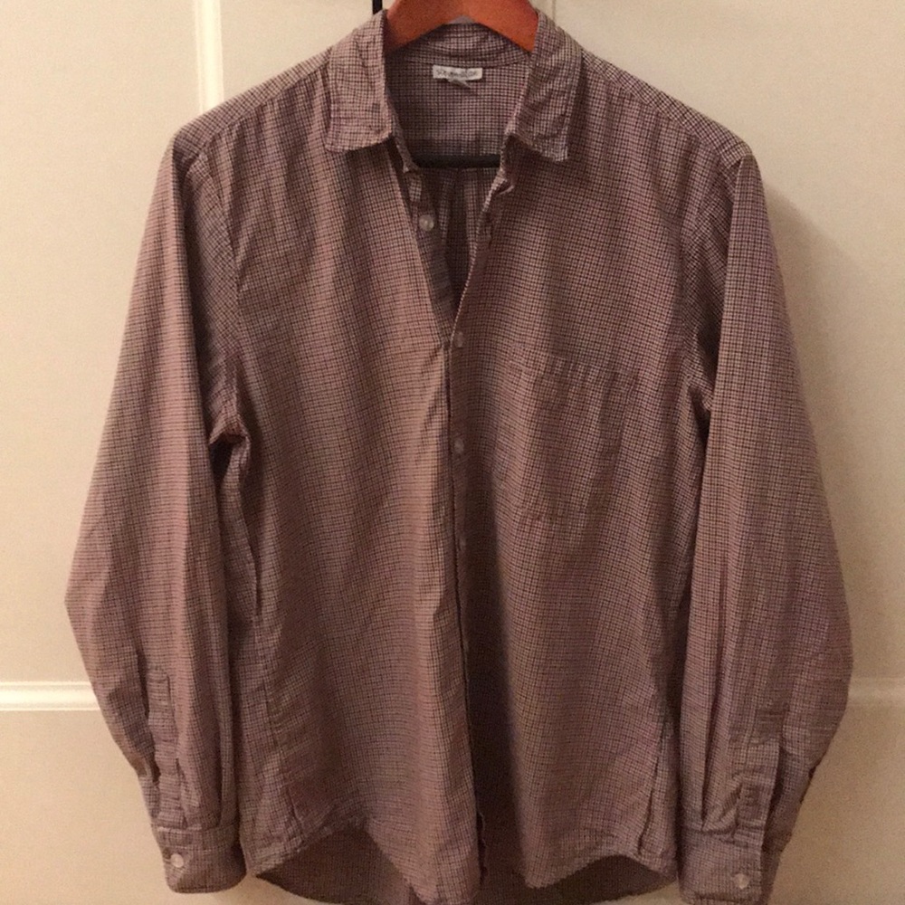 STEVEN ALAN Red and Blue check button down shirt